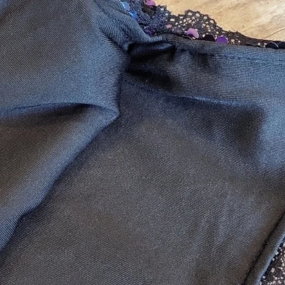 Sequin Lace Trim Strappy Back Lined Mini Dress, XS - Picture 3 of 12